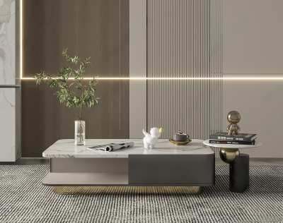 现代大理石茶几3D模型下载